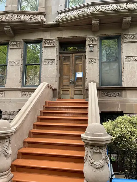 Restored brownstone stoop and front entrance