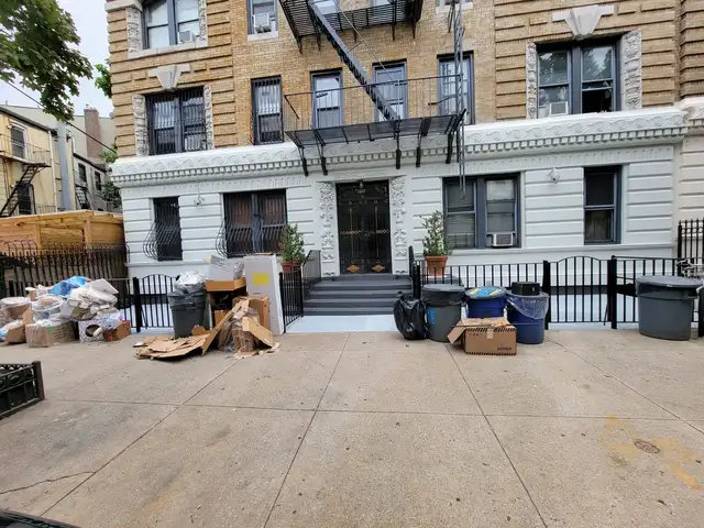 Apartment building facade after exterior finishing work